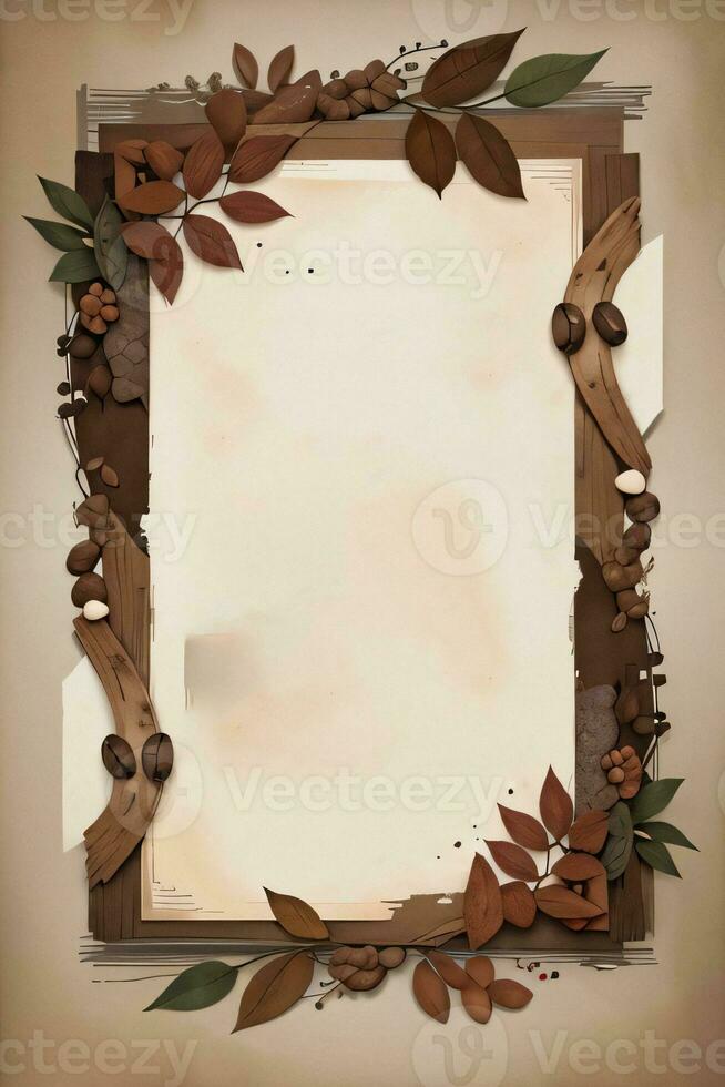 Vintage Background With Watercolor Coffee Beans and Leaves Cafe Template photo