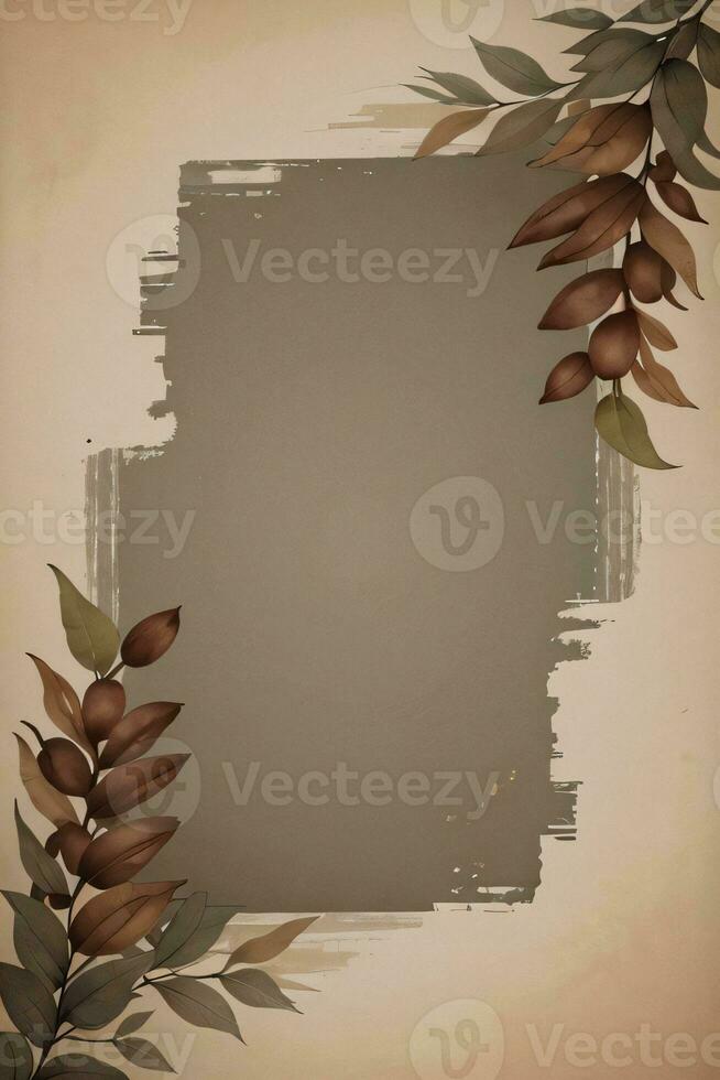 Vintage Background With Watercolor Coffee Beans and Leaves Cafe Template photo
