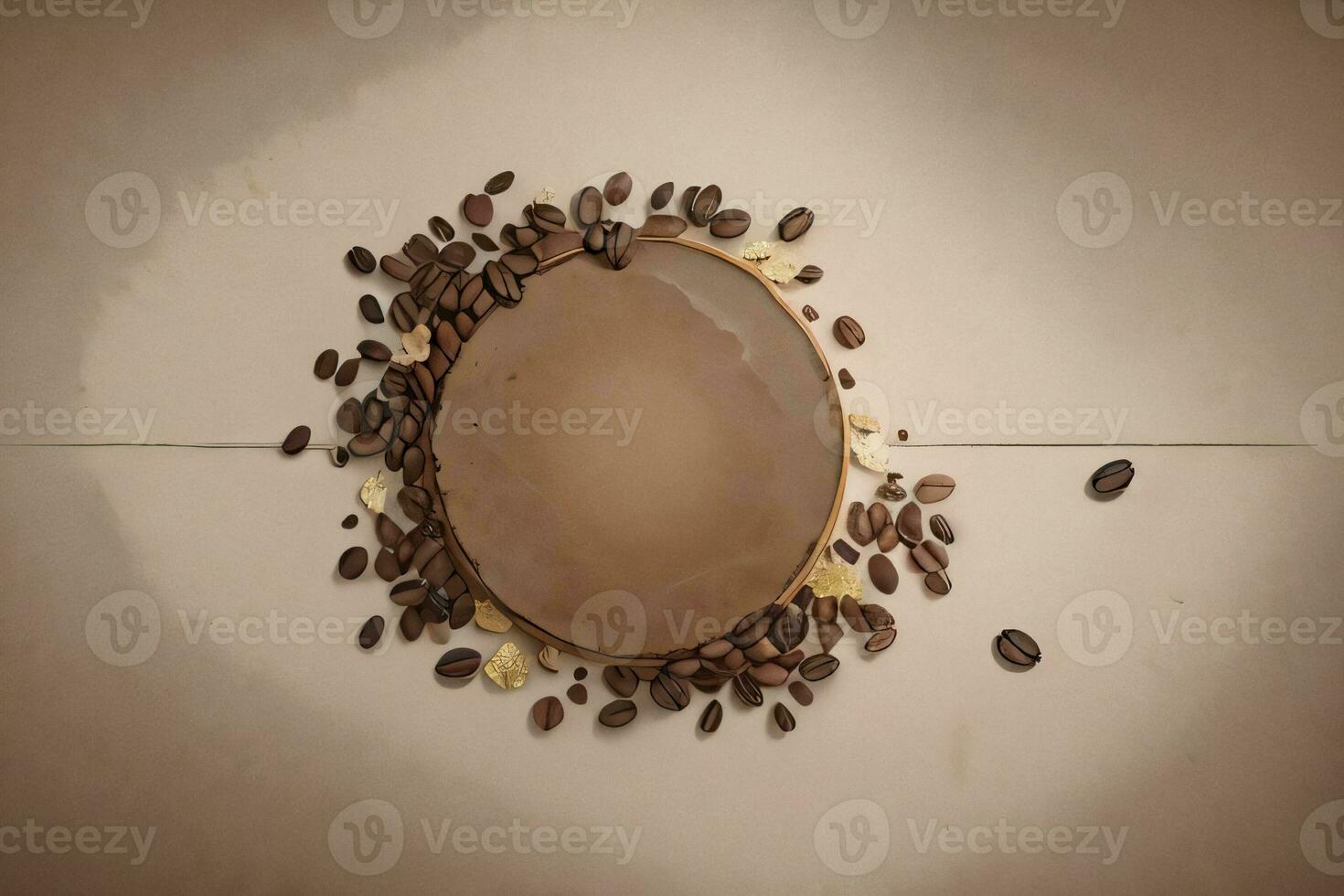 Vintage Background With Watercolor Coffee Beans and Leaves Cafe Template photo