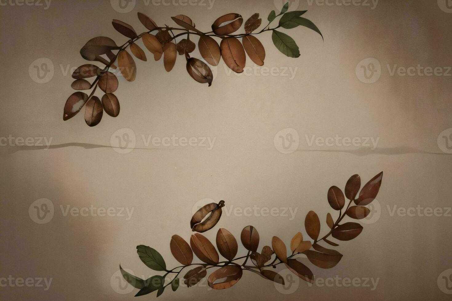 Vintage Background With Watercolor Coffee Beans and Leaves Cafe Template photo