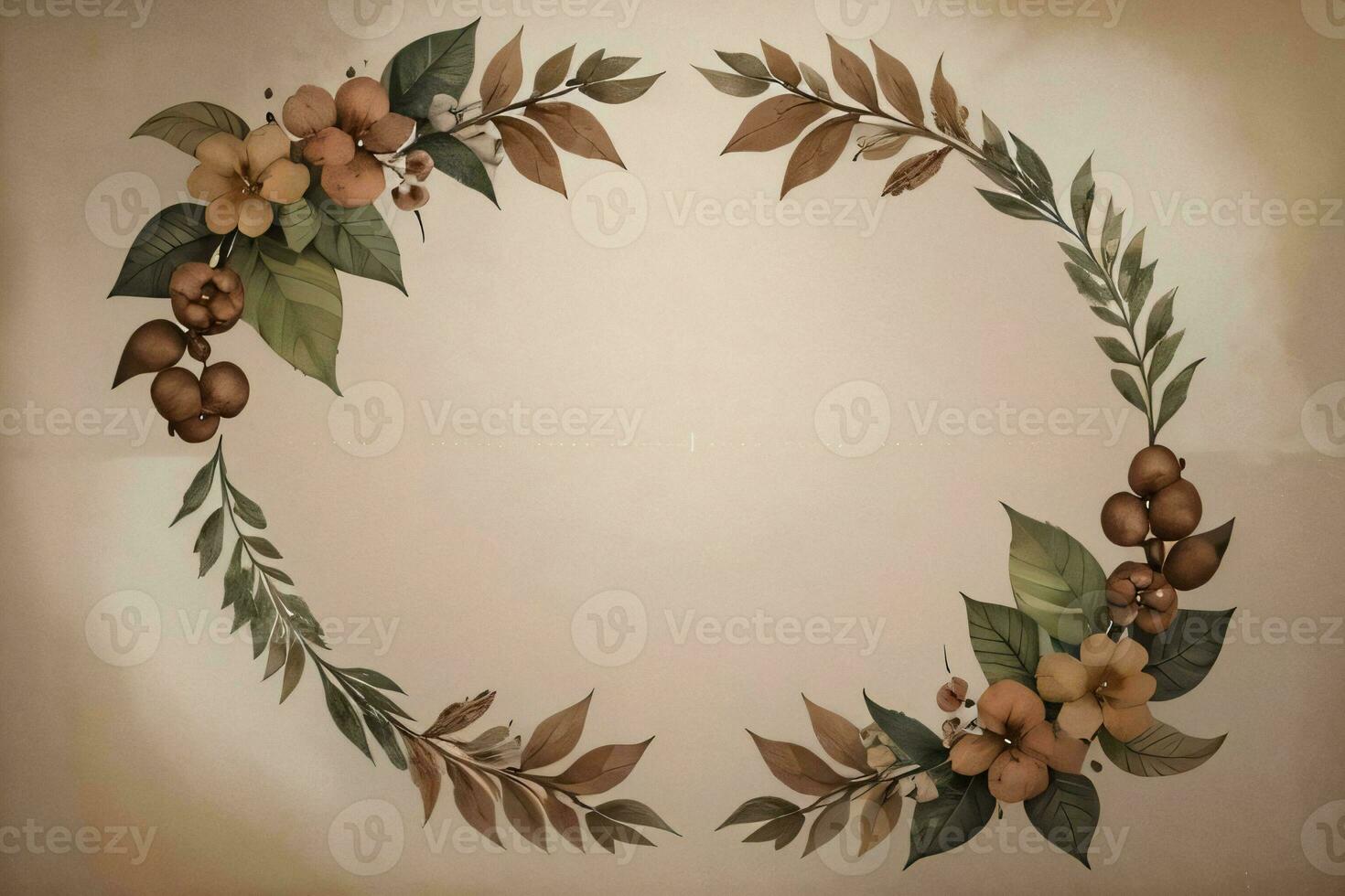 Vintage Background With Watercolor Coffee Beans and Leaves Cafe Template photo