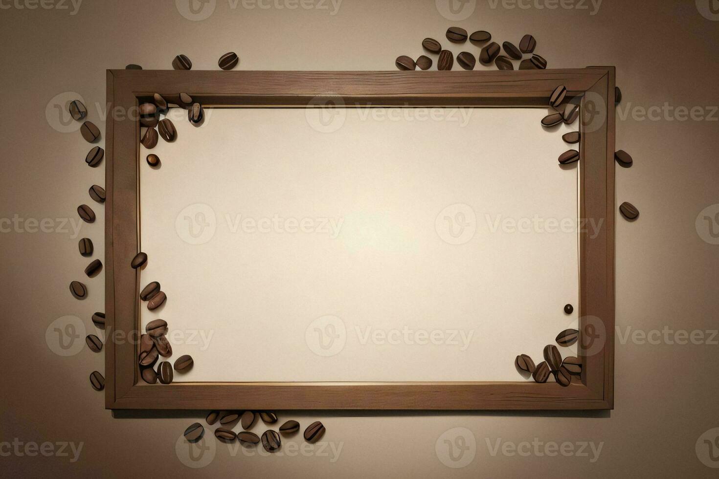 Vintage Background With Watercolor Coffee Beans and Leaves Cafe Template photo