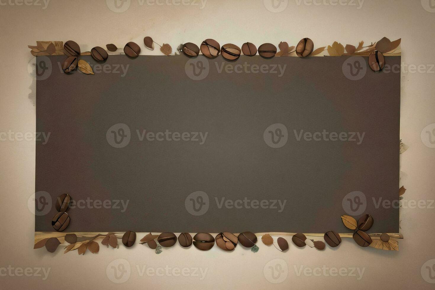 Vintage Background With Watercolor Coffee Beans and Leaves Cafe Template photo