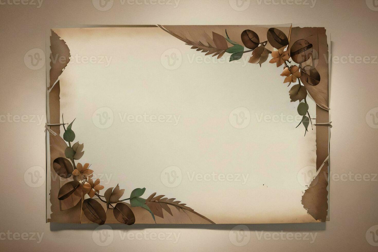 Vintage Background With Watercolor Coffee Beans and Leaves Cafe Template photo