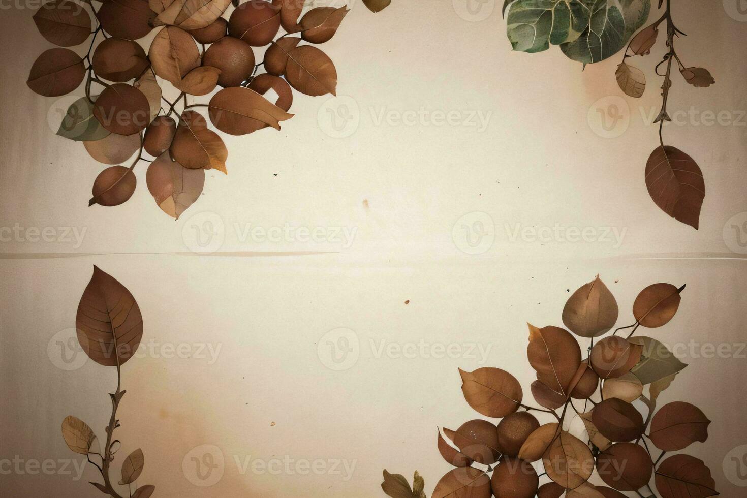 Vintage Background With Watercolor Coffee Beans and Leaves Cafe Template photo