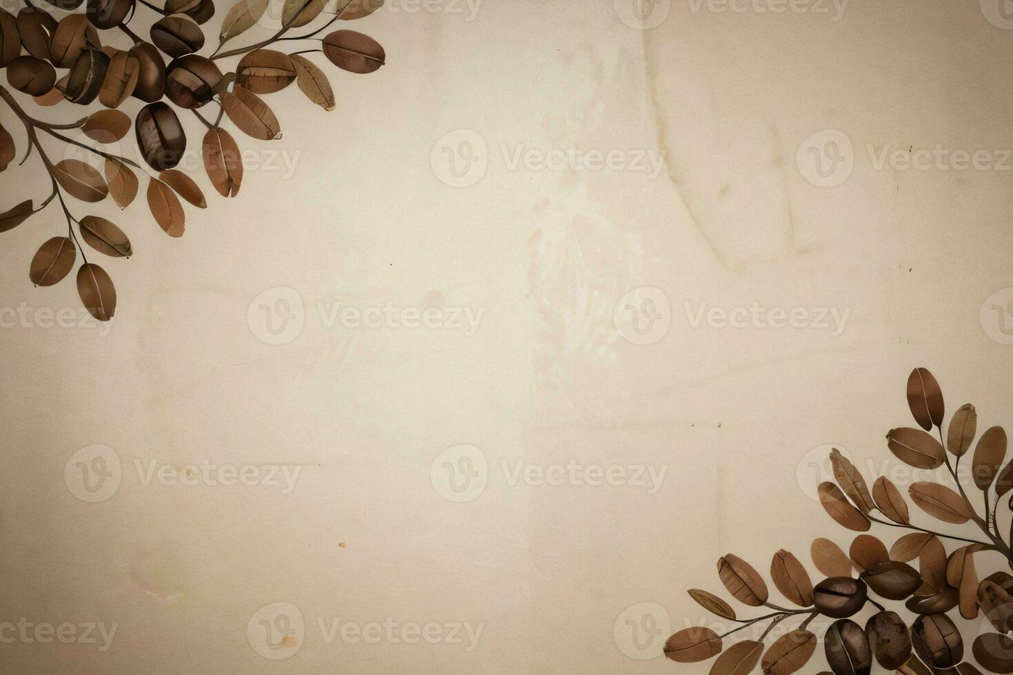 Vintage Background With Watercolor Coffee Beans and Leaves Cafe Template photo