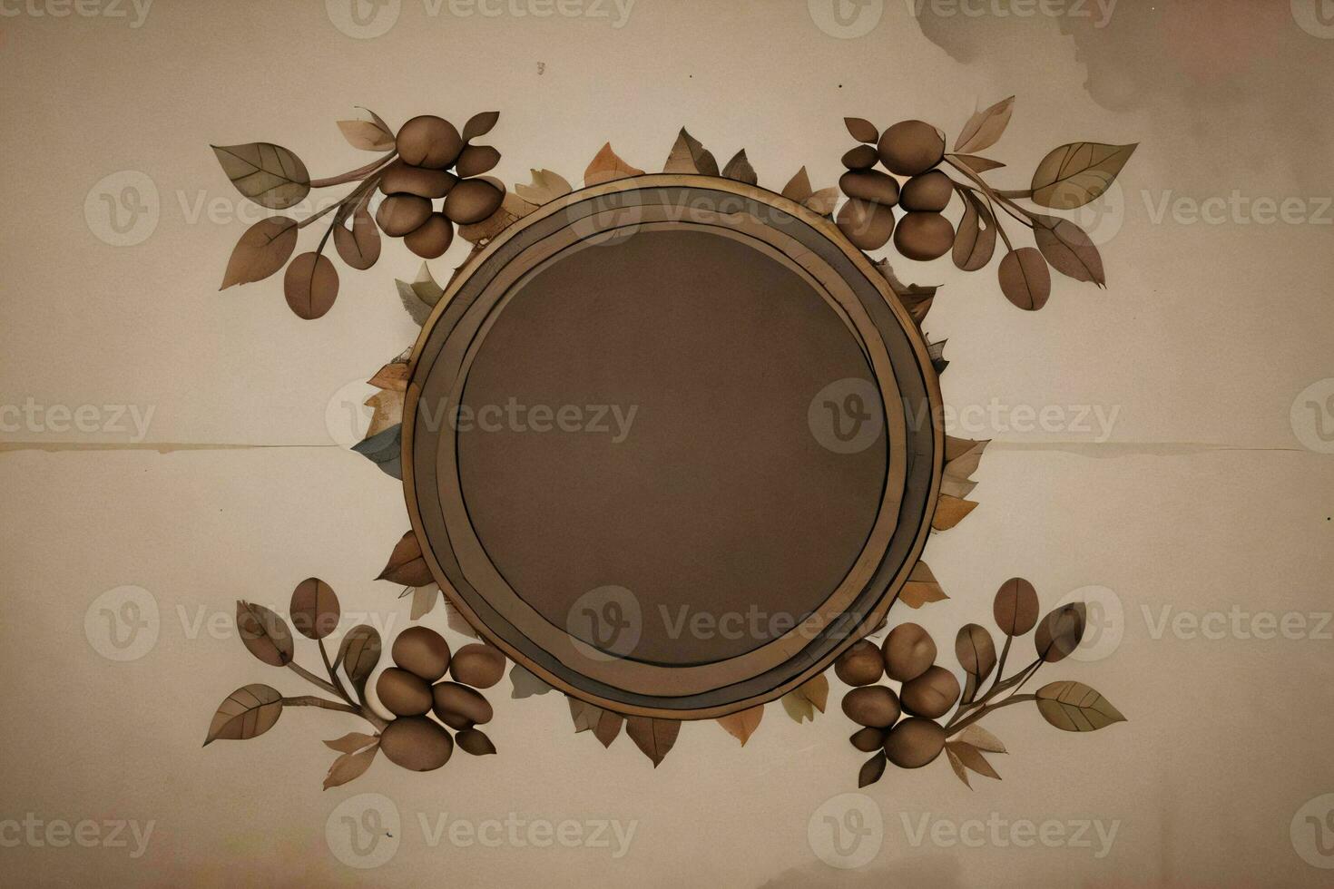 Vintage Background With Watercolor Coffee Beans and Leaves Cafe Template photo