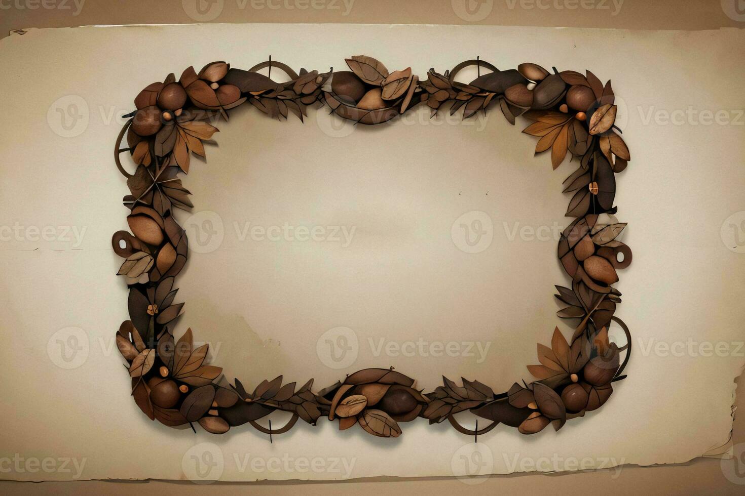 Vintage Background With Watercolor Coffee Beans and Leaves Cafe Template photo