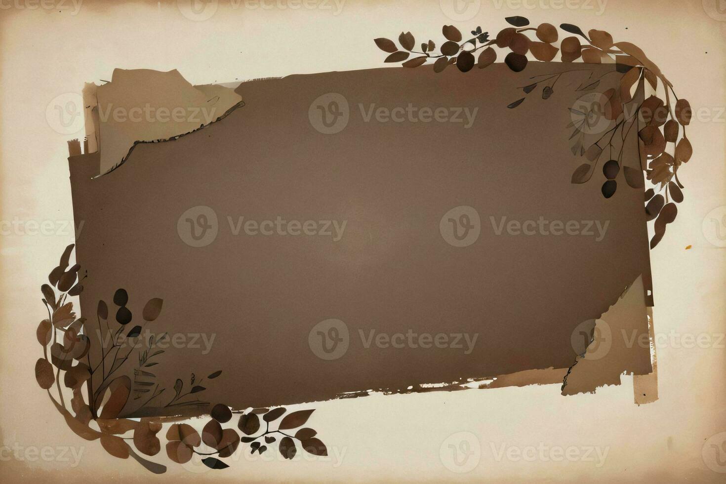 Vintage Background With Watercolor Coffee Beans and Leaves Cafe Template photo