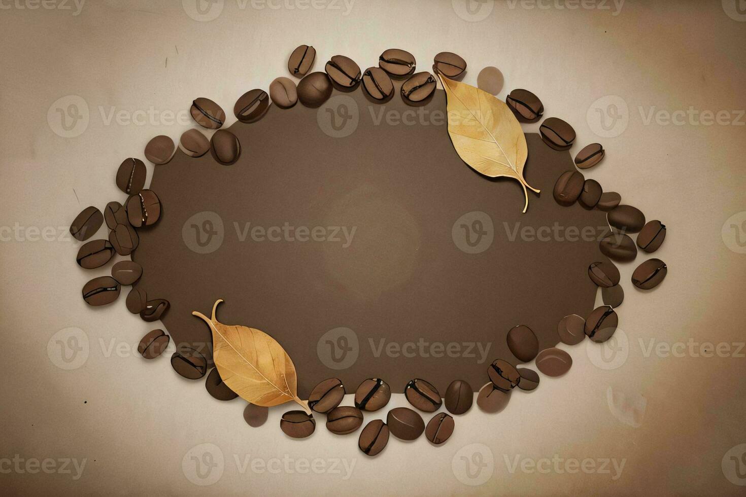 Vintage Background With Watercolor Coffee Beans and Leaves Cafe Template photo