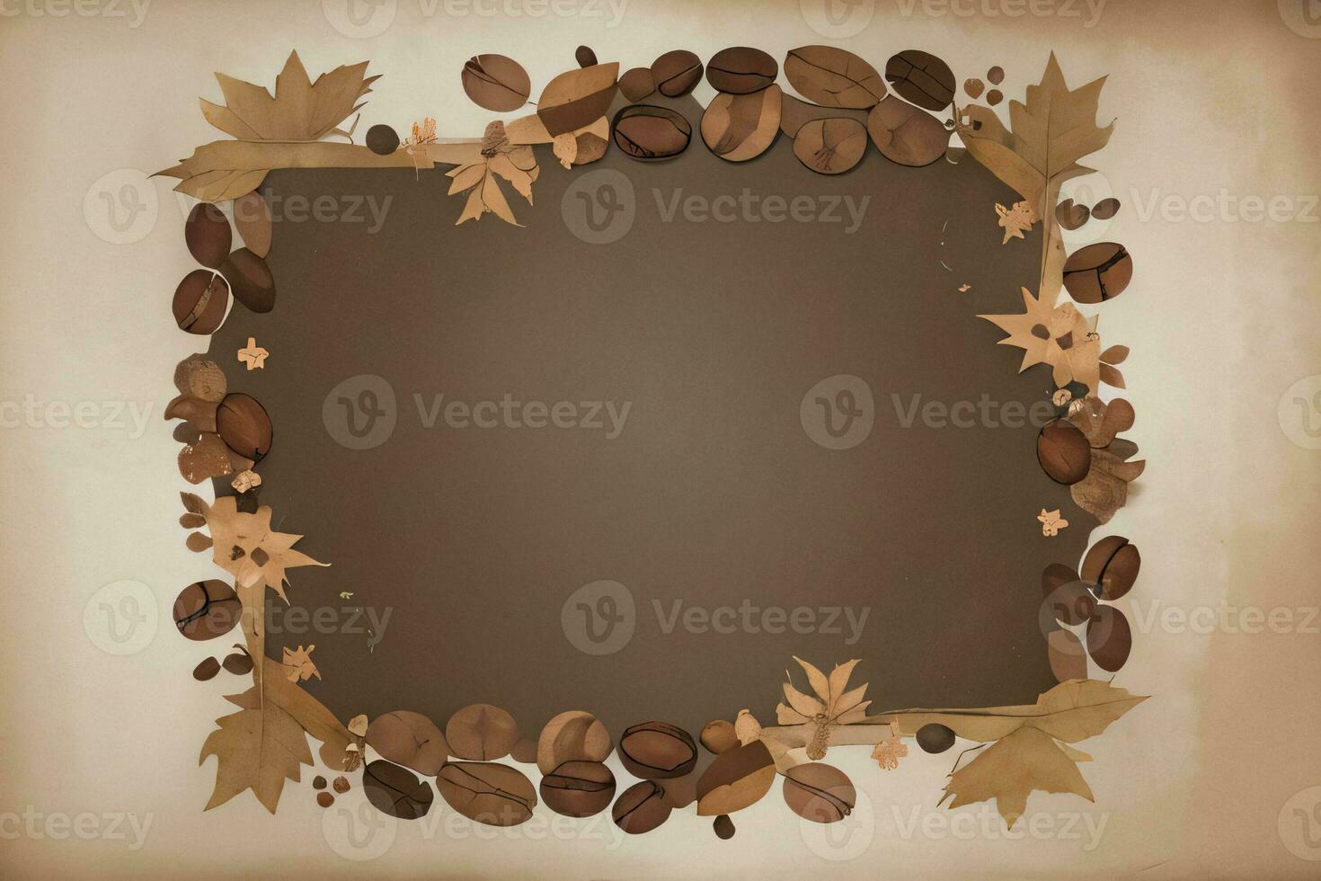 Vintage Background With Watercolor Coffee Beans and Leaves Cafe Template photo