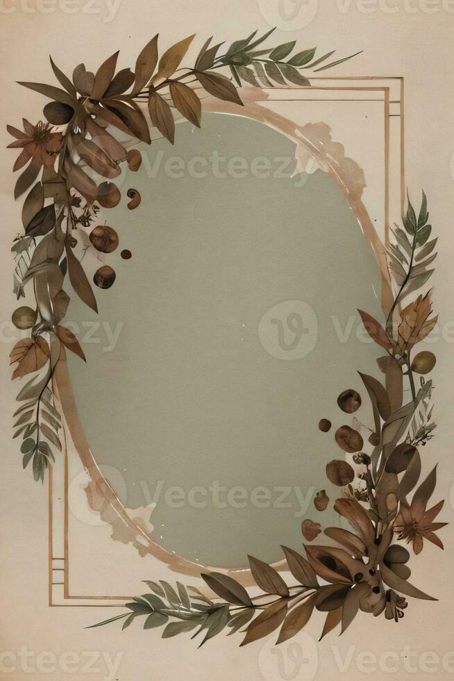 Vintage Background With Watercolor Coffee Beans and Leaves Cafe Template photo