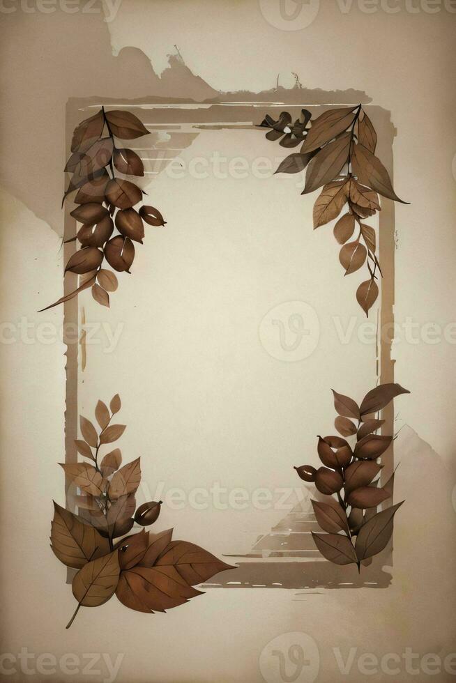 Vintage Background With Watercolor Coffee Beans and Leaves Cafe Template photo