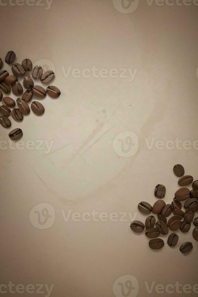 Vintage Background With Watercolor Coffee Beans and Leaves Cafe Template photo