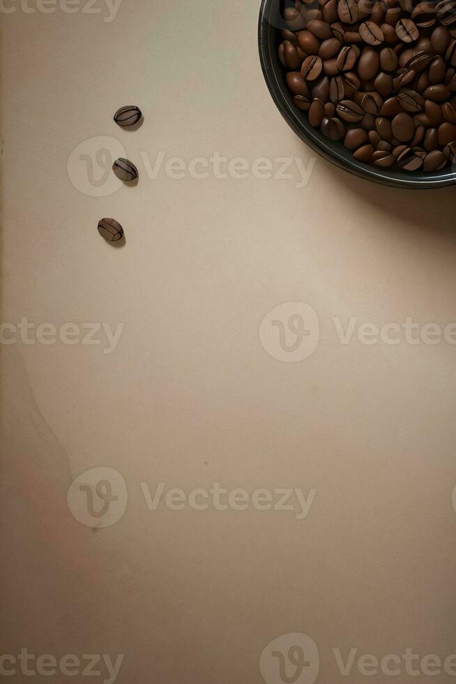 Vintage Background With Watercolor Coffee Beans and Leaves Cafe Template photo