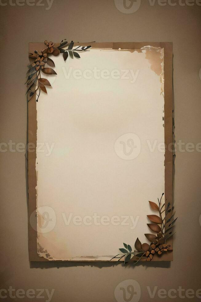 Vintage Background With Watercolor Coffee Beans and Leaves Cafe Template photo