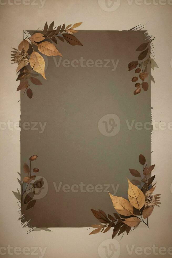 Vintage Background With Watercolor Coffee Beans and Leaves Cafe Template photo