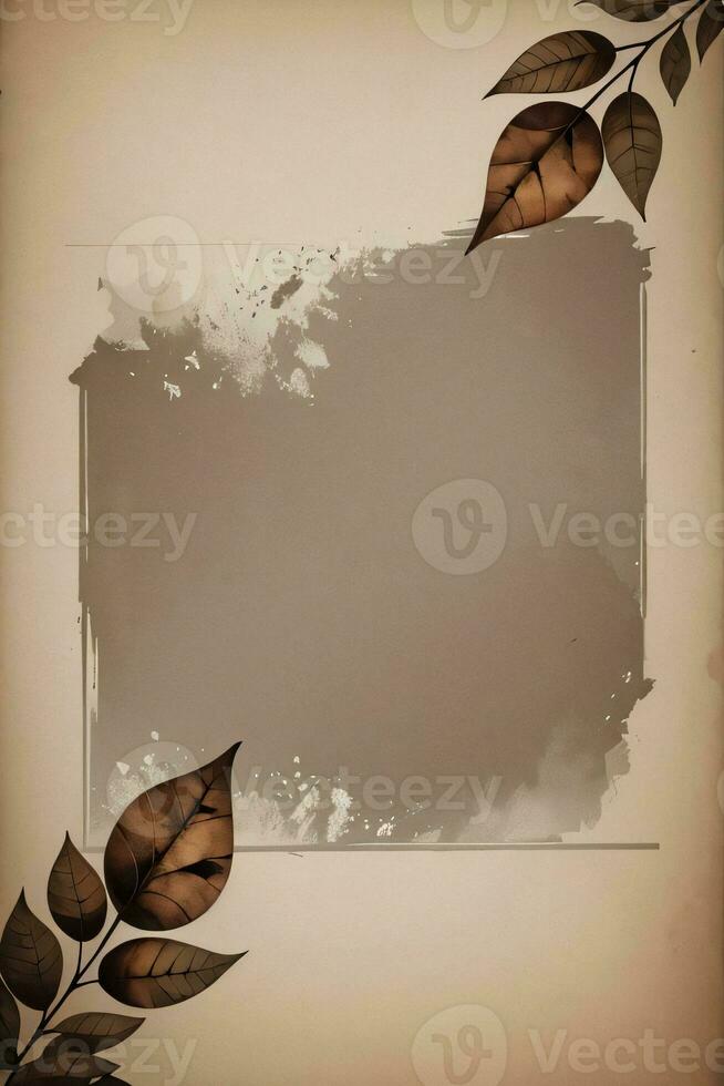 Vintage Background With Watercolor Coffee Beans and Leaves Cafe Template photo