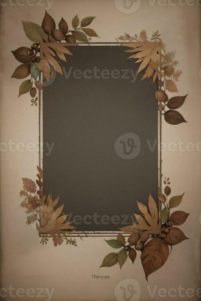 Vintage Background With Watercolor Coffee Beans and Leaves Cafe Template photo