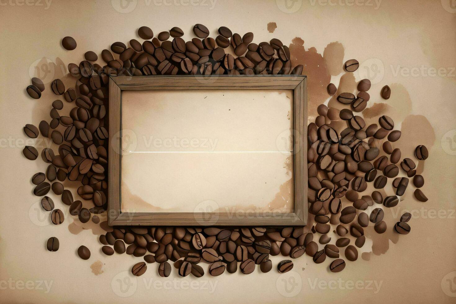 Vintage Background With Watercolor Coffee Beans and Leaves Cafe Template photo