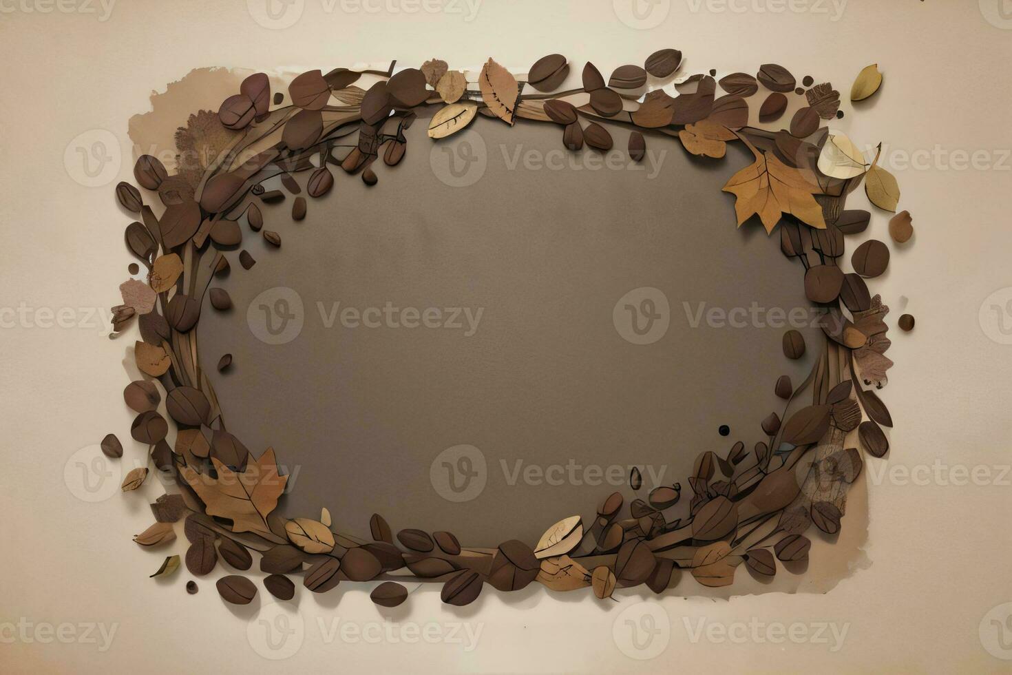 Vintage Background With Watercolor Coffee Beans and Leaves Cafe Template photo