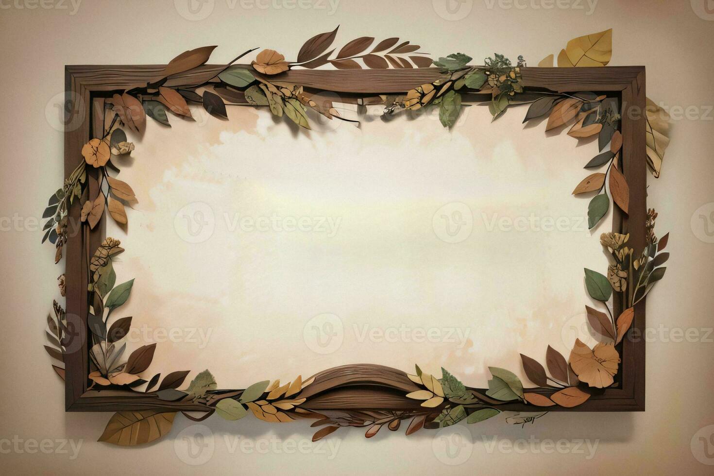 Vintage Background With Watercolor Coffee Beans and Leaves Cafe Template photo