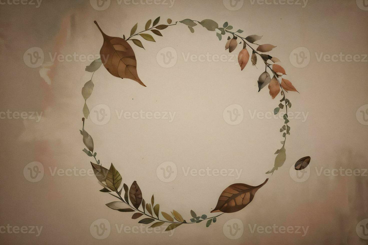 Vintage Background With Watercolor Coffee Beans and Leaves Cafe Template photo