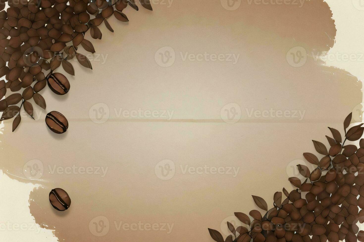 Vintage Background With Watercolor Coffee Beans and Leaves Cafe Template photo