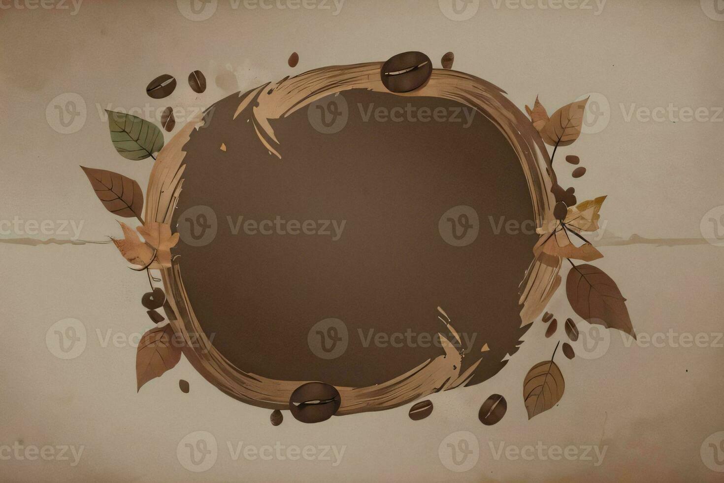 Vintage Background With Watercolor Coffee Beans and Leaves Cafe Template photo