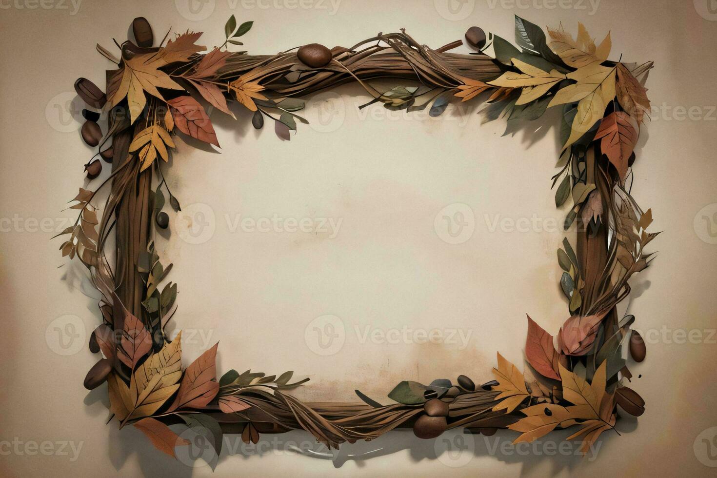 Vintage Background With Watercolor Coffee Beans and Leaves Cafe Template photo