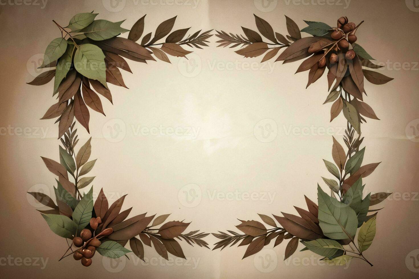 Vintage Background With Watercolor Coffee Beans and Leaves Cafe Template photo