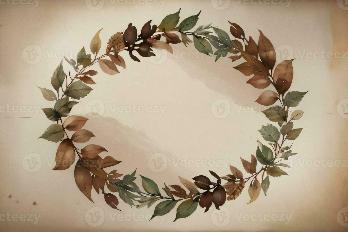 Vintage Background With Watercolor Coffee Beans and Leaves Cafe Template photo