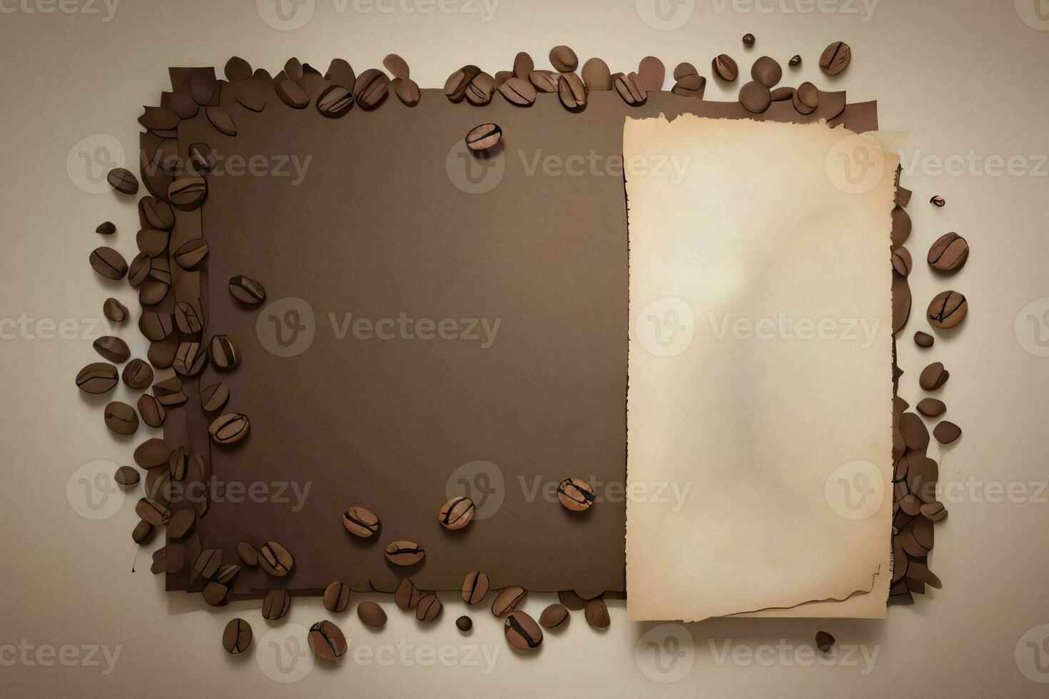 Vintage Background With Watercolor Coffee Beans and Leaves Cafe Template photo