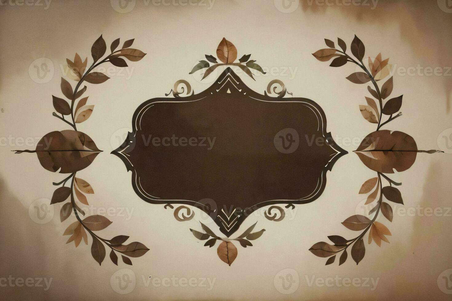 Vintage Background With Watercolor Coffee Beans and Leaves Cafe Template photo