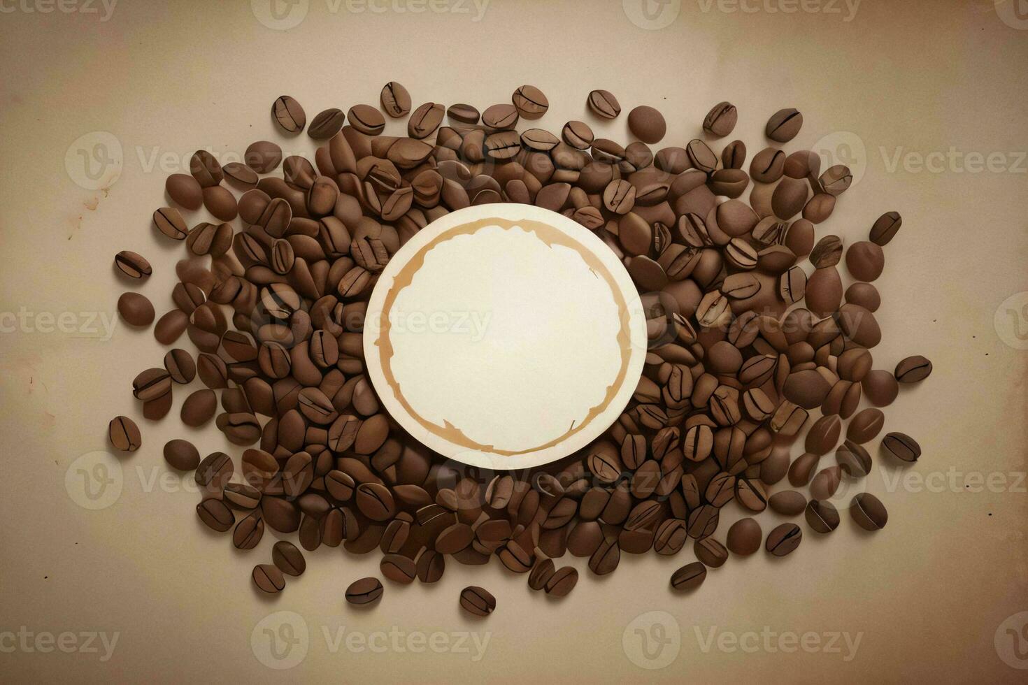 Vintage Background With Watercolor Coffee Beans and Leaves Cafe Template photo