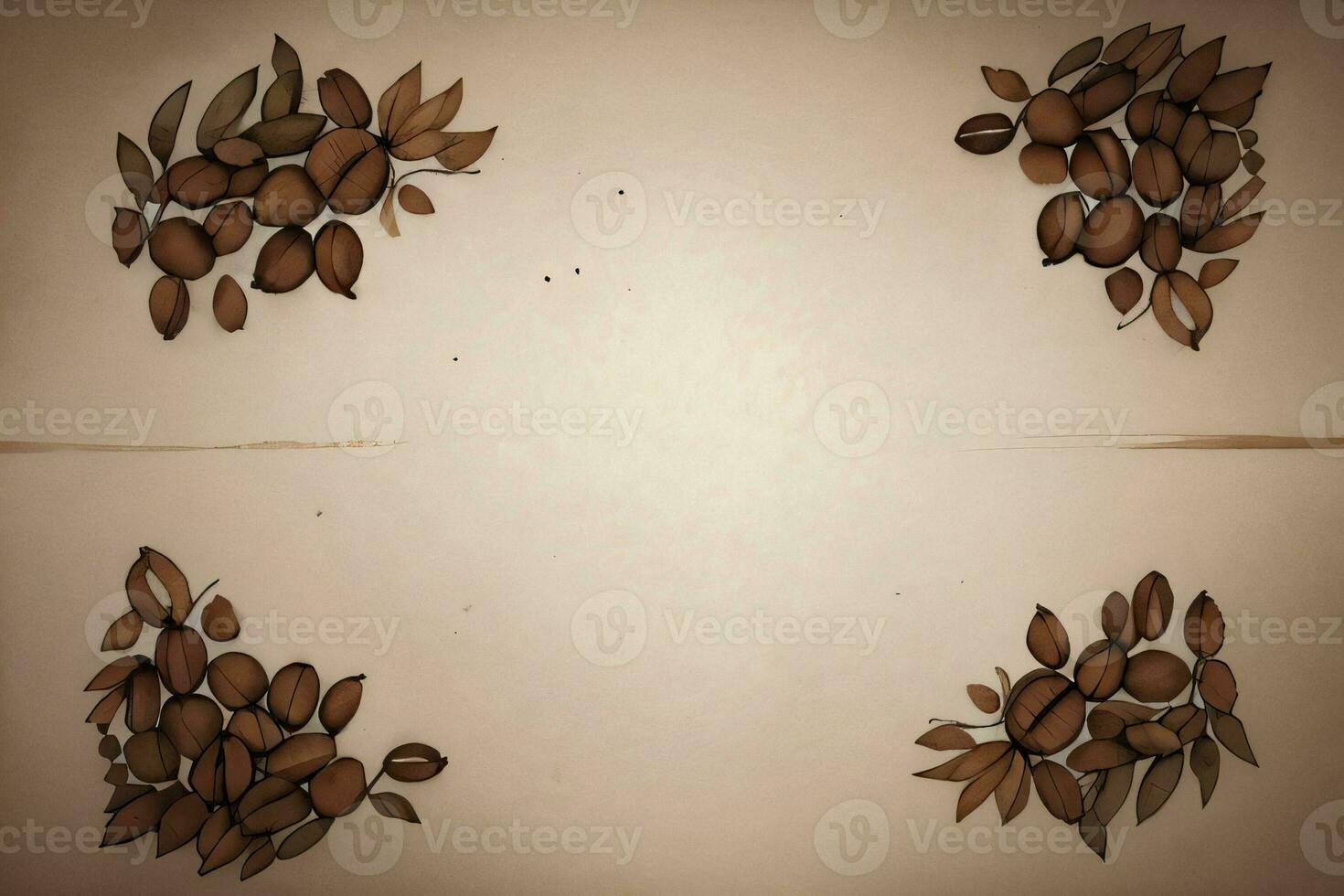 Vintage Background With Watercolor Coffee Beans and Leaves Cafe Template photo