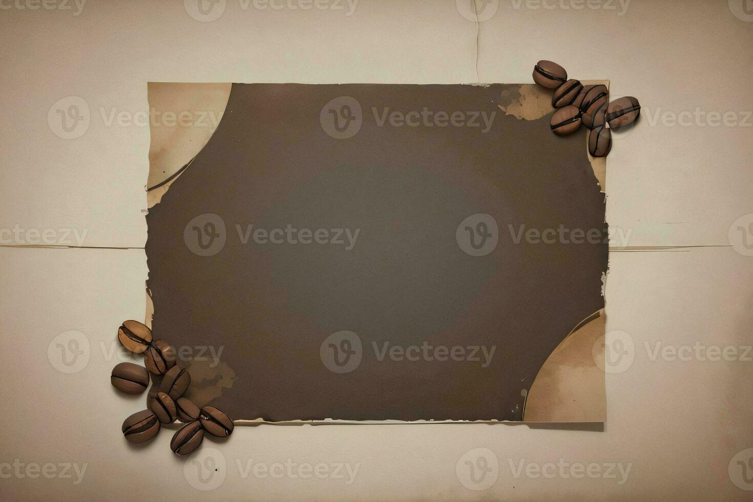 Vintage Background With Watercolor Coffee Beans and Leaves Cafe Template photo