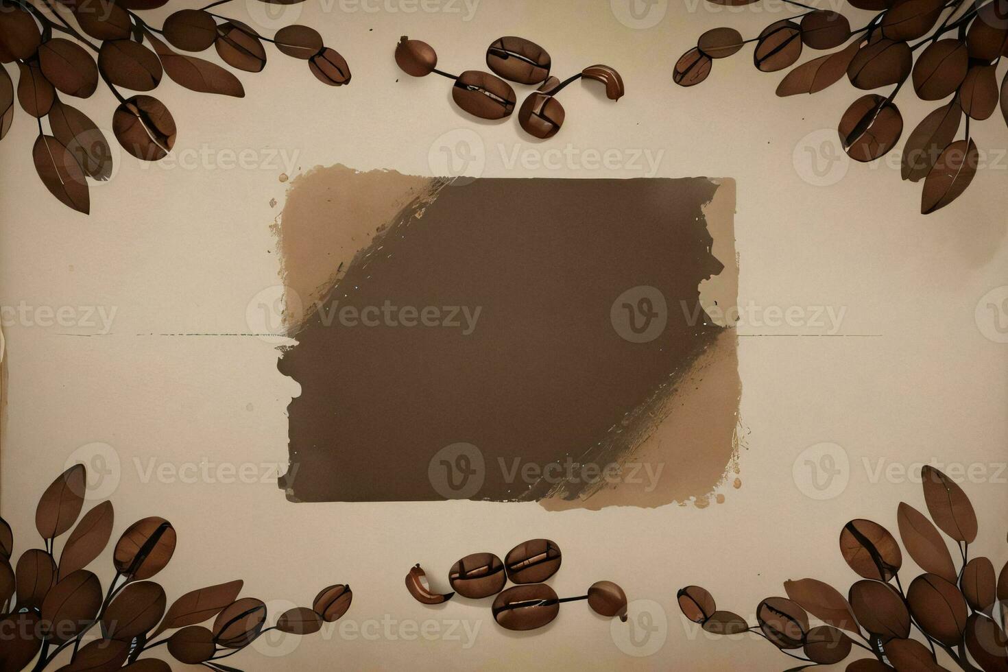 Vintage Background With Watercolor Coffee Beans and Leaves Cafe Template photo