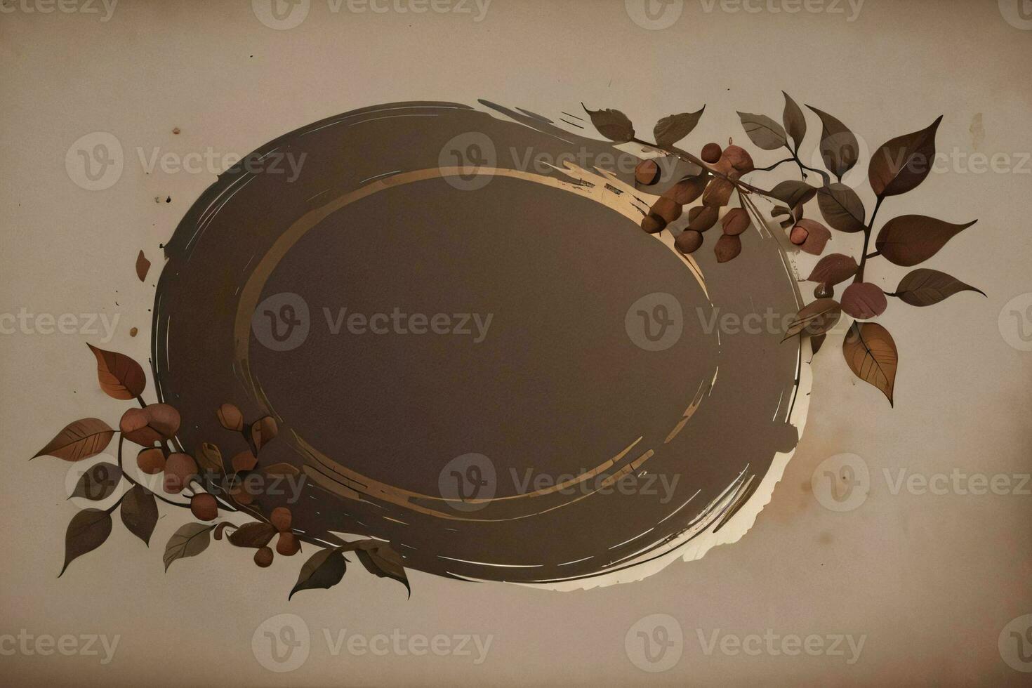 Vintage Background With Watercolor Coffee Beans and Leaves Cafe Template photo