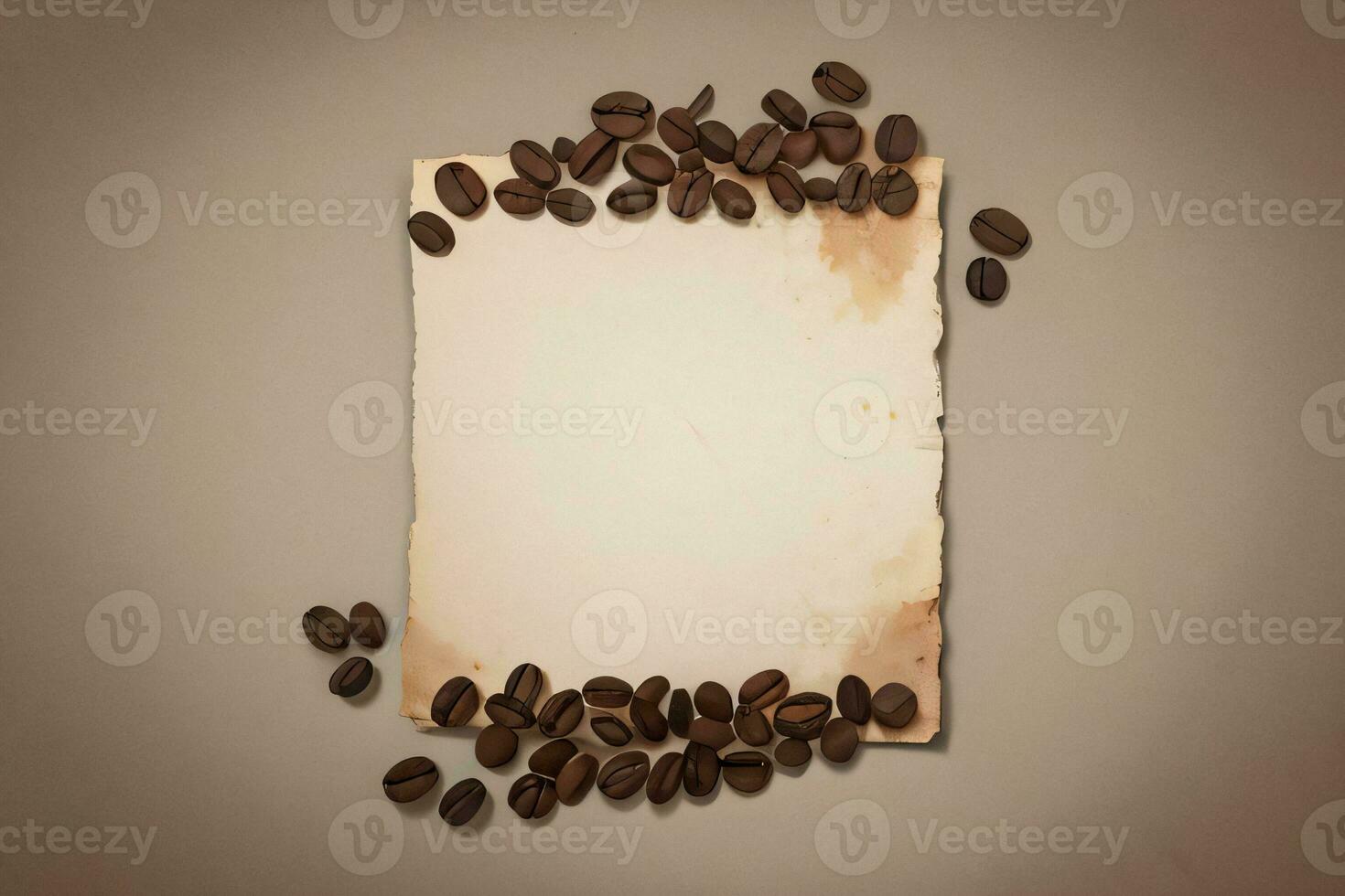 Vintage Background With Watercolor Coffee Beans and Leaves Cafe Template photo