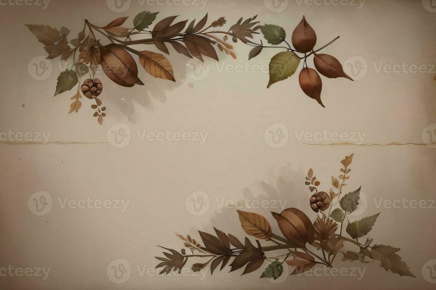 Vintage Background With Watercolor Coffee Beans and Leaves Cafe Template photo