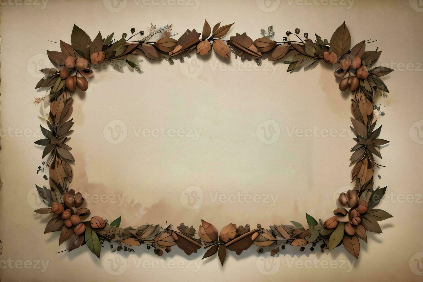 Vintage Background With Watercolor Coffee Beans and Leaves Cafe Template photo