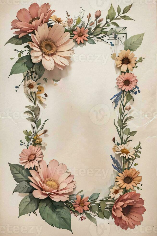 Clásico papel con flores textura antecedentes foto