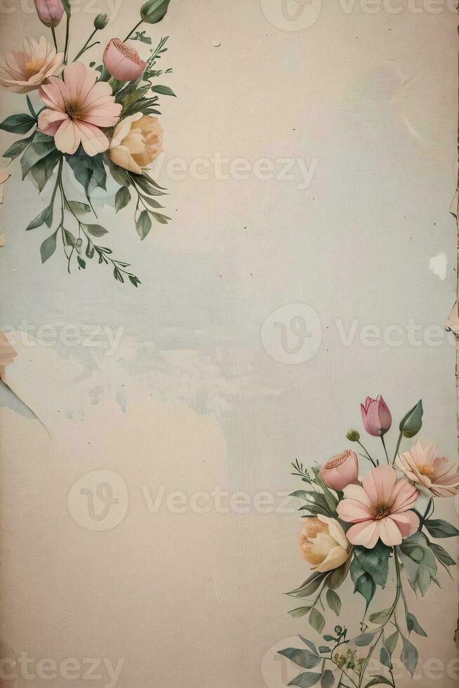 Clásico papel con flores textura antecedentes foto