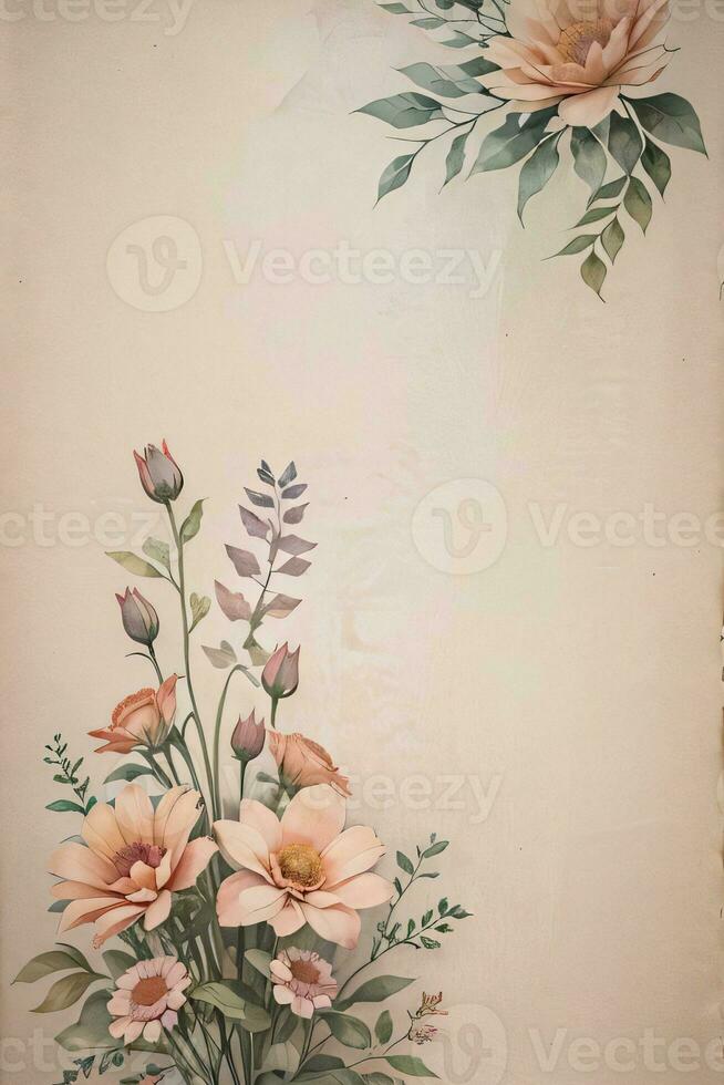 Clásico papel con flores textura antecedentes foto