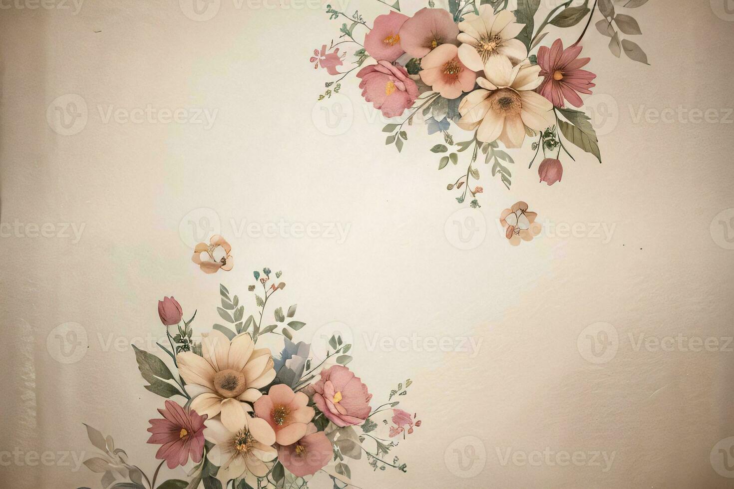 Vintage paper with flowers texture background photo