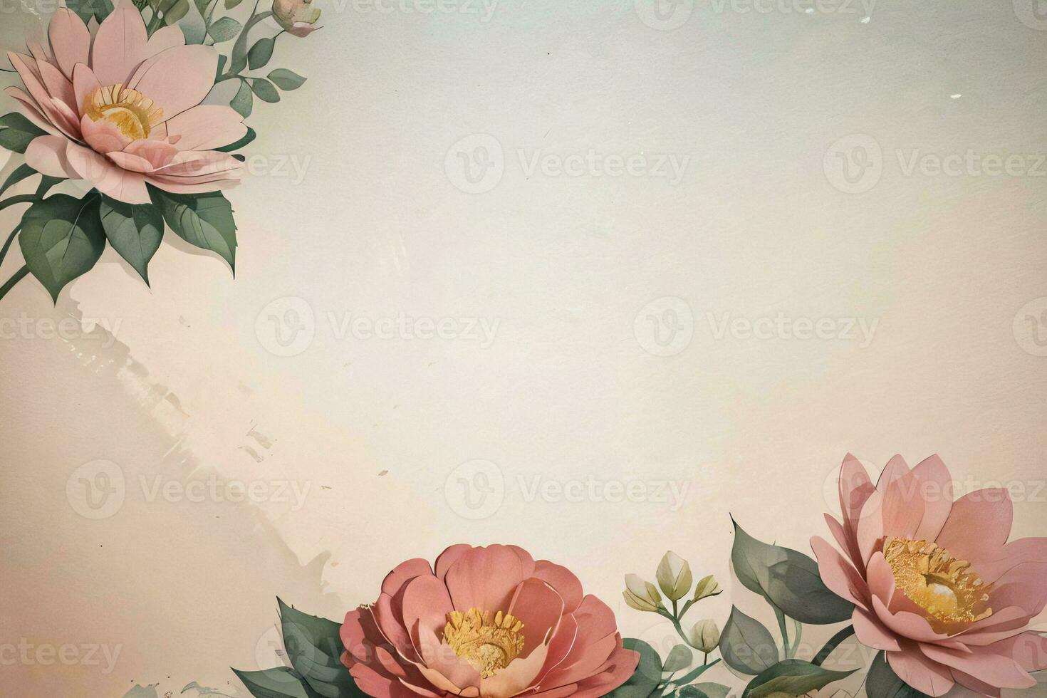 Vintage paper with flowers texture background photo