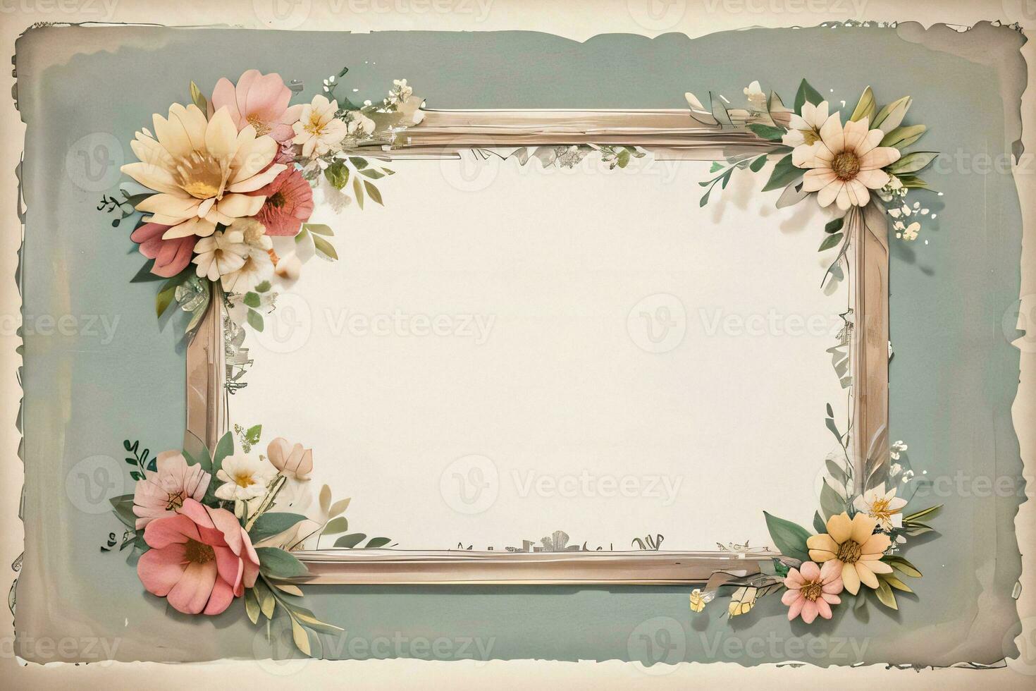 Vintage paper with flowers texture background photo