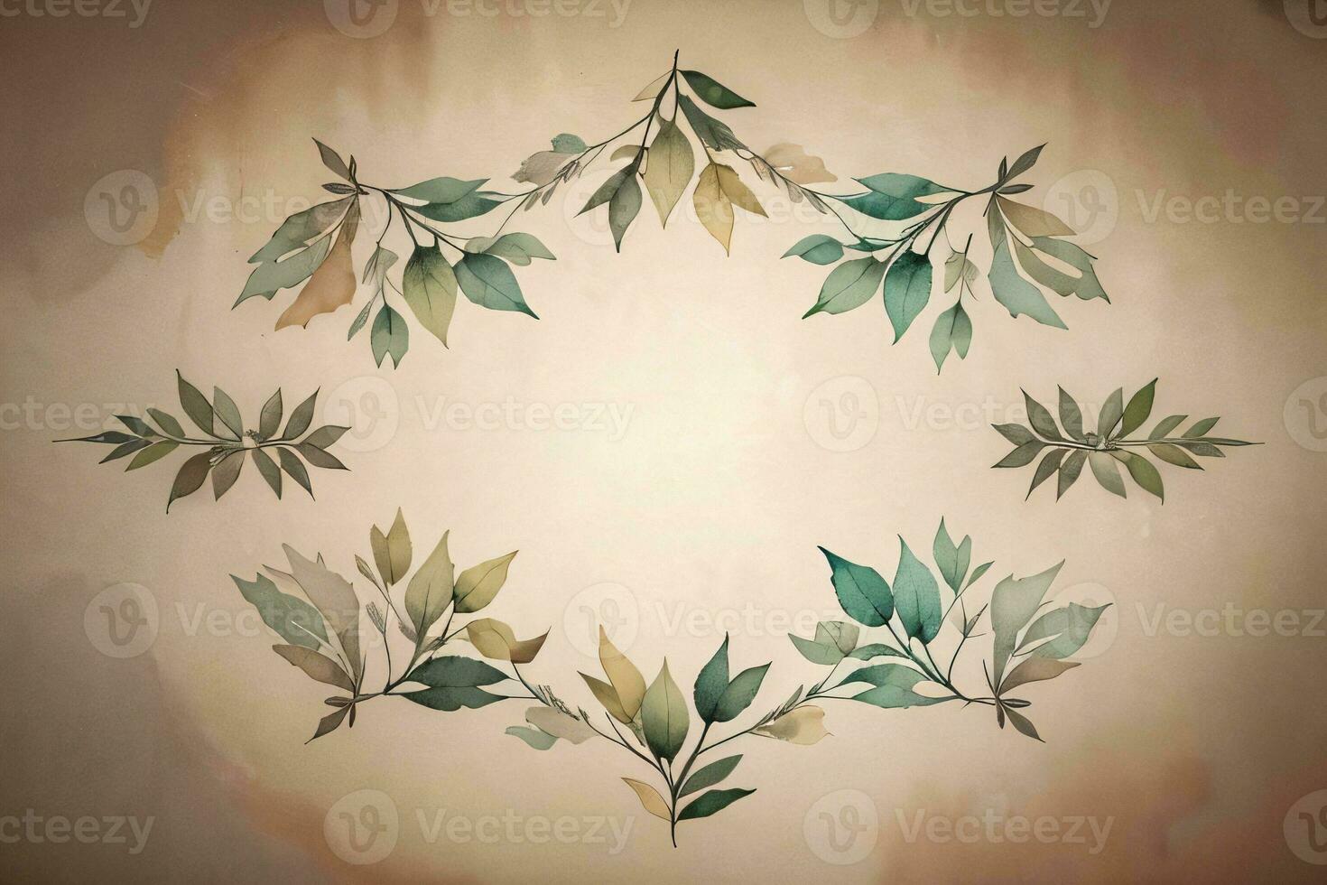 Vintage paper with leaves texture background photo