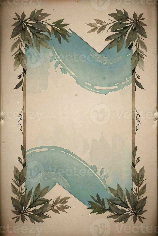 Vintage paper with leaves texture background photo